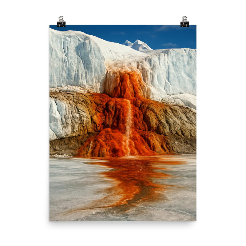 Blood Falls Antarctica poster on a plain backdrop in size 8
