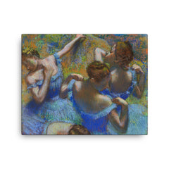 Blue Dancers by Edgar Degas, c. 1899 canvas print on a plain backdrop in size 16"x20".