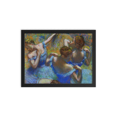 Blue Dancers by Edgar Degas, c. 1899 framed print on a plain backdrop in size 12"x16".