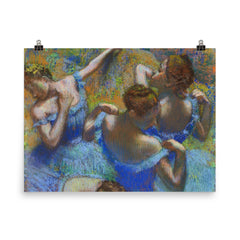 Blue Dancers by Edgar Degas, c. 1899 poster on a plain backdrop in size 8"x10".
