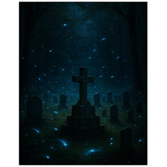 Blue ghost fireflies over Appalachian holler cemetery jigsaw puzzle