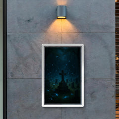Blue ghost fireflies over Appalachian holler cemetery poster 2
