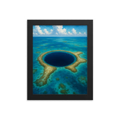 Blue Hole Belize framed print on a plain backdrop in size 8"x10".