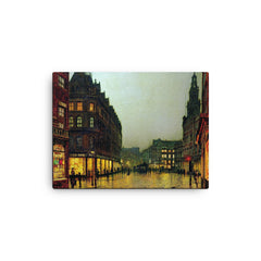 Boar Lane, Leeds by John Atkinson Grimshaw, 1881 canvas print on a plain backdrop in size 12"x16".