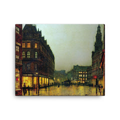 Boar Lane, Leeds by John Atkinson Grimshaw, 1881 canvas print on a plain backdrop in size 16"x20".