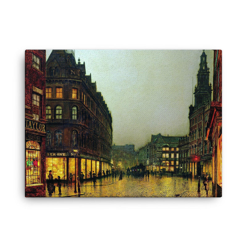 Boar Lane, Leeds by John Atkinson Grimshaw, 1881 canvas print on a plain backdrop in size 18