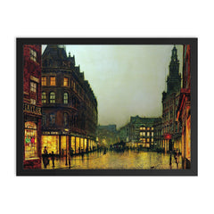 Boar Lane, Leeds by John Atkinson Grimshaw, 1881 framed print on a plain backdrop in size 18"x24".
