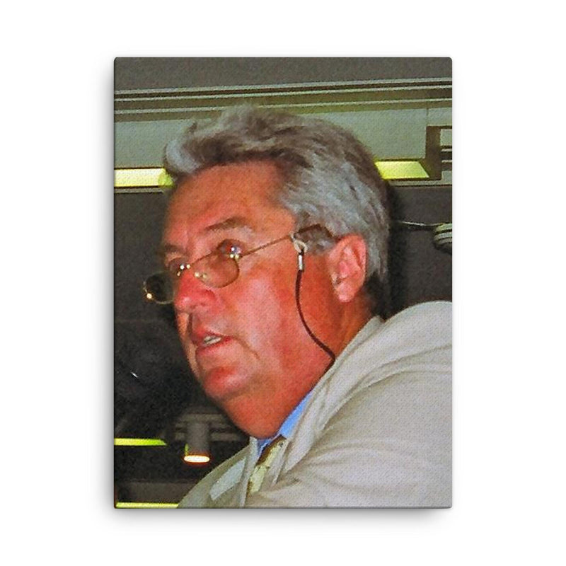 Bob Woolmer canvas print on a plain backdrop in size 18