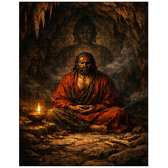 Bodhidharma cave meditation with single lamp jigsaw puzzle