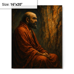 Bodhidharma facing the cave wall metal print on a plain backdrop in size 16"x20".