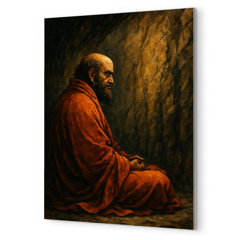 Bodhidharma facing the cave wall metal print mockup