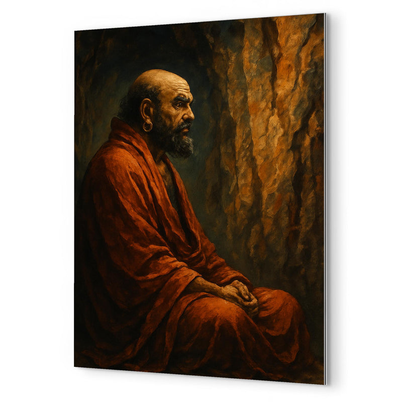 Bodhidharma facing the cave wall metal print mockup