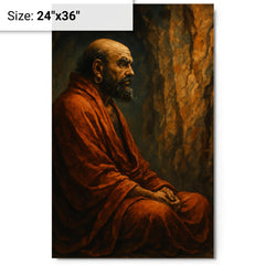 Bodhidharma facing the cave wall metal print on a plain backdrop in size 24"x36".