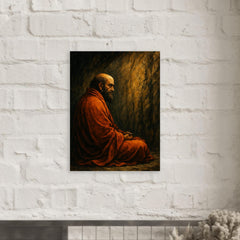 Bodhidharma facing the cave wall metal print mockup
