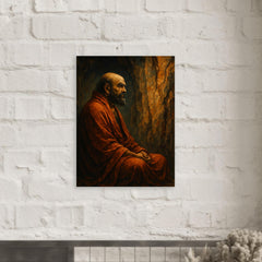Bodhidharma facing the cave wall metal print mockup