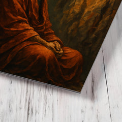 Bodhidharma facing the cave wall metal print mockup