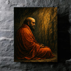 Bodhidharma facing the cave wall metal print mockup