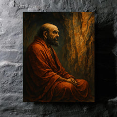 Bodhidharma facing the cave wall metal print mockup