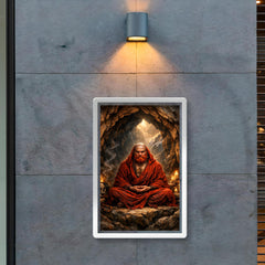 Bodhidharma red bearded cave meditation poster 2