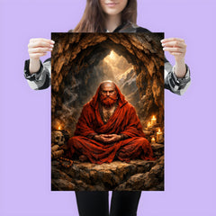 Bodhidharma red bearded cave meditation poster 3