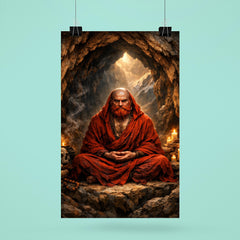 Bodhidharma red bearded cave meditation poster 6