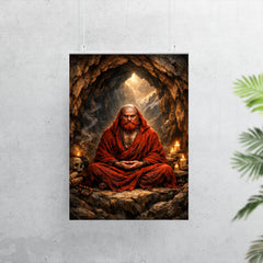 Bodhidharma red bearded cave meditation poster 7