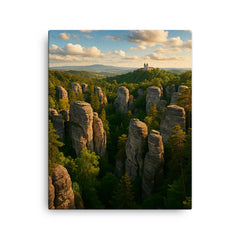Bohemian Paradise Rock Towns Czech Republic canvas print on a plain backdrop in size 16"x20".