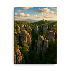 Bohemian Paradise Rock Towns Czech Republic canvas print on a plain backdrop in size 18"x24".