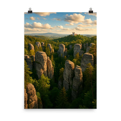Bohemian Paradise Rock Towns Czech Republic poster on a plain backdrop in size 8"x10".