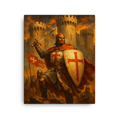 Bohemond of Taranto at Antioch walls canvas print on a plain backdrop in size 16"x20".