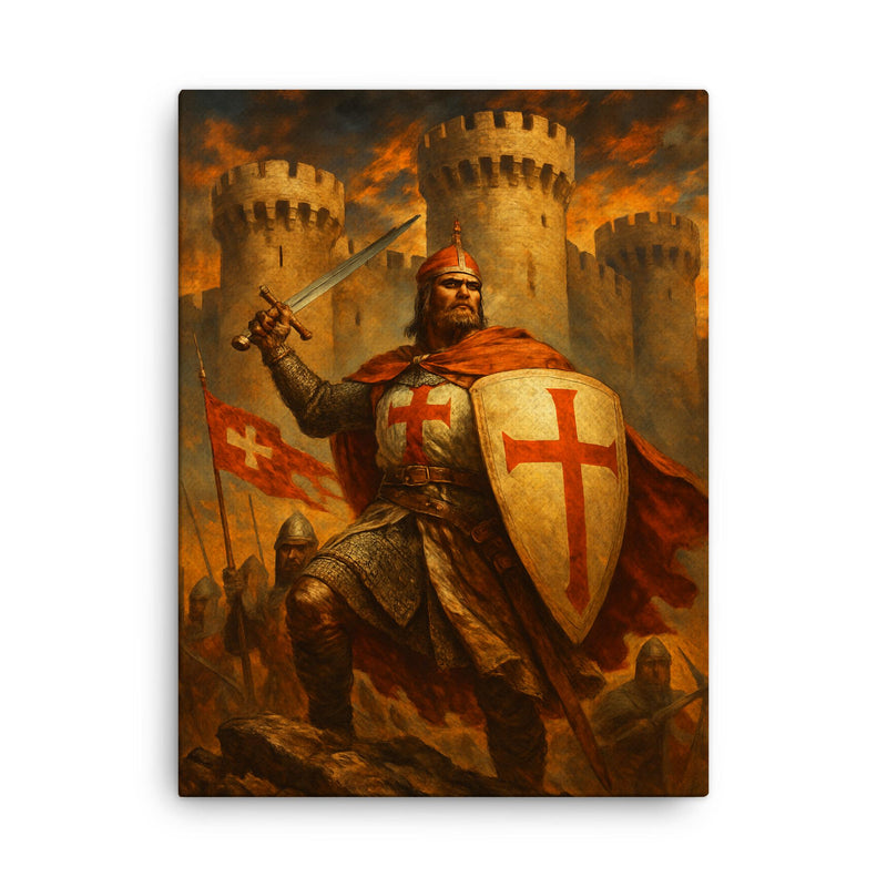 Bohemond of Taranto at Antioch walls canvas print on a plain backdrop in size 18