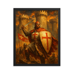 Bohemond of Taranto at Antioch walls framed print on a plain backdrop in size 16"x20".