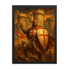 Bohemond of Taranto at Antioch walls framed print on a plain backdrop in size 18"x24".
