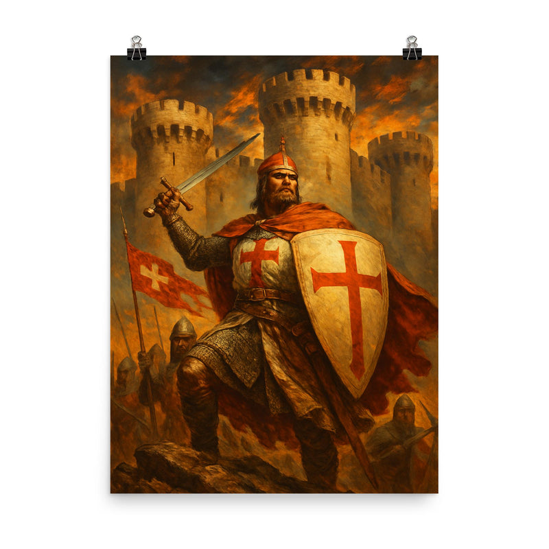 Bohemond of Taranto at Antioch walls poster on a plain backdrop in size 8