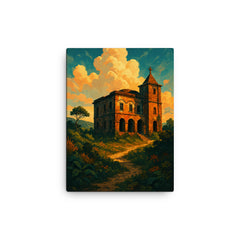 Bokor Hill Station Cambodia canvas print on a plain backdrop in size 12"x16".