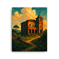 Bokor Hill Station Cambodia canvas print on a plain backdrop in size 16"x20".
