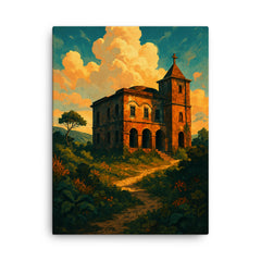 Bokor Hill Station Cambodia canvas print on a plain backdrop in size 18"x24".