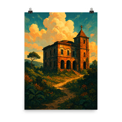 Bokor Hill Station Cambodia poster on a plain backdrop in size 8"x10".