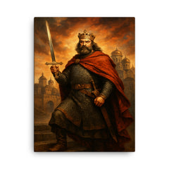Bolesław Chrobry with the Szczerbiec at Kiev canvas print on a plain backdrop in size 18"x24".