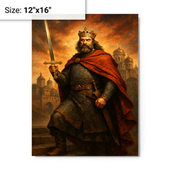 Bolesław Chrobry with the Szczerbiec at Kiev metal print on a plain backdrop in size 12"x16".