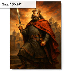 Bolesław Chrobry with the Szczerbiec at Kiev metal print on a plain backdrop in size 18"x24".