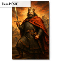 Bolesław Chrobry with the Szczerbiec at Kiev metal print on a plain backdrop in size 24"x36".