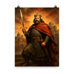Bolesław Chrobry with the Szczerbiec at Kiev poster on a plain backdrop in size 8"x10".