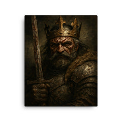 Boleslaw Chrobry crowned with battered medieval ferocity canvas print on a plain backdrop in size 16"x20".