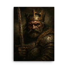 Boleslaw Chrobry crowned with battered medieval ferocity canvas print on a plain backdrop in size 18"x24".