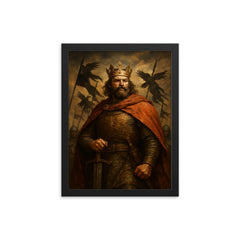 Boleslaw Chrobry crowned with raven banners framed print on a plain backdrop in size 12"x16".