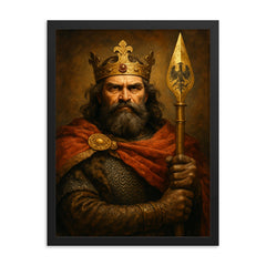 Boleslaw Chrobry with imperial spear framed print on a plain backdrop in size 18"x24".