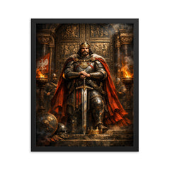 Boleslaw the Brave before Gniezno doors framed print on a plain backdrop in size 16"x20".