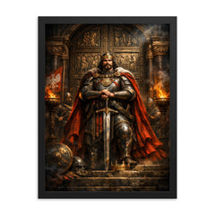 Boleslaw the Brave before Gniezno doors framed print on a plain backdrop in size 18"x24".