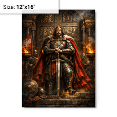 Boleslaw the Brave before Gniezno doors metal print on a plain backdrop in size 12"x16".